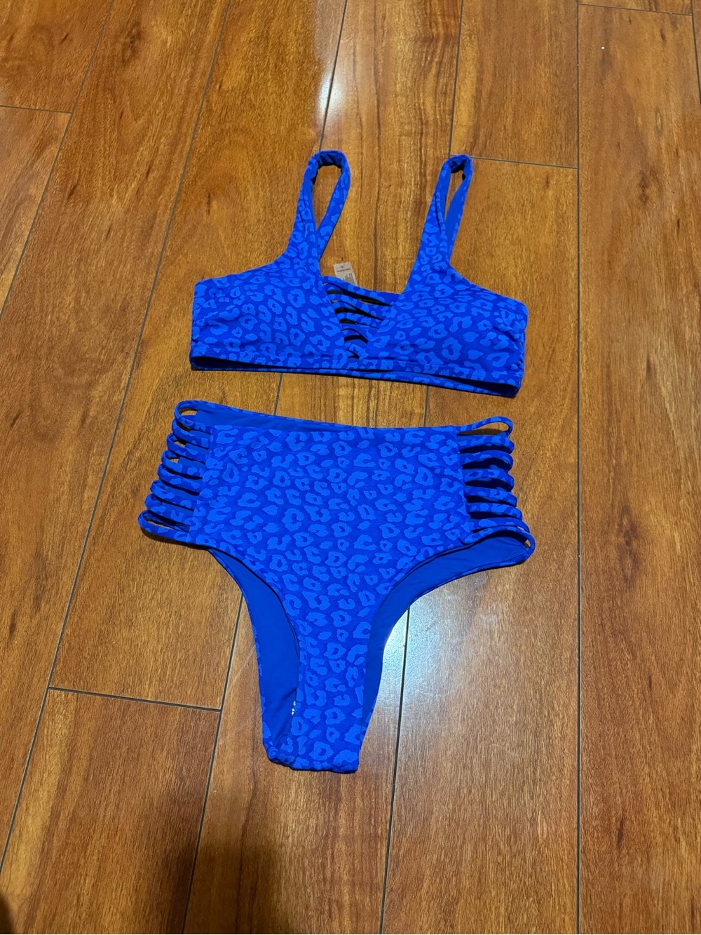 TiniBikini Bright Blue Leopard-Print Strappy Two-Piece Bikini